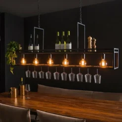 hofstein Suspensions|Suspension Decorate Anthracite, 6 lumières