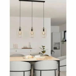 Luminaires Eglo Suspensions|Suspension Eglo BAJAZZARA Noir, 3 lumières