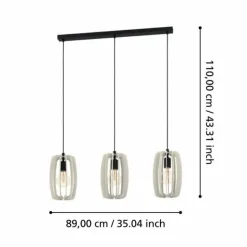 Luminaires Eglo Suspensions|Suspension Eglo BAJAZZARA Noir, 3 lumières
