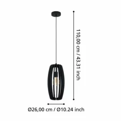 Luminaires Eglo Suspensions|Suspension Eglo BAJAZZARA Noir, 1 lumière