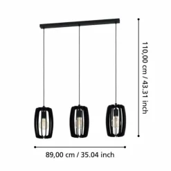 Luminaires Eglo Suspensions|Suspension Eglo BAJAZZARA Noir, 3 lumières