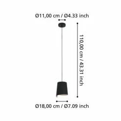 Luminaires Eglo Suspensions|Suspension Eglo BOLIVIA Noir, 1 lumière