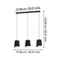 Luminaires Eglo Suspensions|Suspension Eglo BOLIVIA Noir, 3 lumières