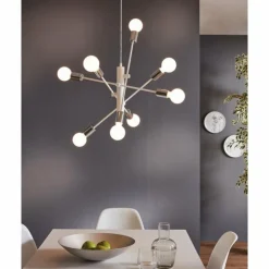 Luminaires Eglo Suspensions|Suspension Eglo GRADOLI Chrome, Blanc, 8 lumières