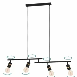 Luminaires Eglo Suspensions|Suspension Eglo LURONE Laiton, Noir, 4 lumières