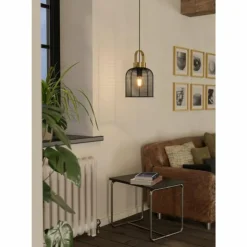 Luminaires Eglo Suspensions|Suspension Eglo ROUNDHAM Laiton, Noir, 1 lumière