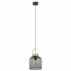 Luminaires Eglo Suspensions|Suspension Eglo ROUNDHAM Laiton, Noir, 1 lumière