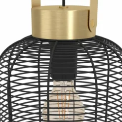 Luminaires Eglo Suspensions|Suspension Eglo ROUNDHAM Laiton, Noir, 1 lumière
