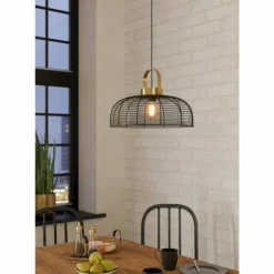 Luminaires Eglo Suspensions|Suspension Eglo ROUNDHAM Laiton, Noir, 1 lumière