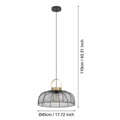 Luminaires Eglo Suspensions|Suspension Eglo ROUNDHAM Laiton, Noir, 1 lumière