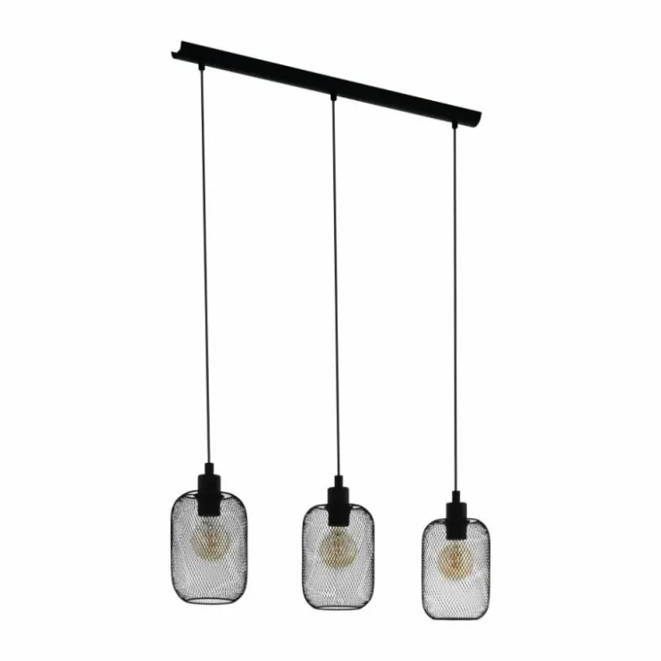 Luminaires Eglo Suspensions|Suspension Eglo WRINGTON Noir, 3 lumières