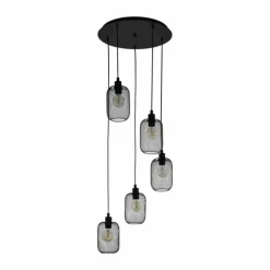 Luminaires Eglo Suspensions|Suspension Eglo WRINGTON Noir, 5 lumières