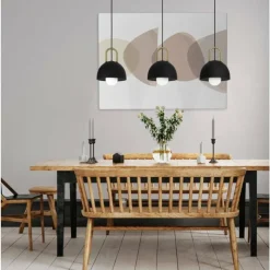 Luminaires Eglo Suspensions|Suspension Eglo-Leuchten CALMANERA Laiton, Noir, 3 lumières