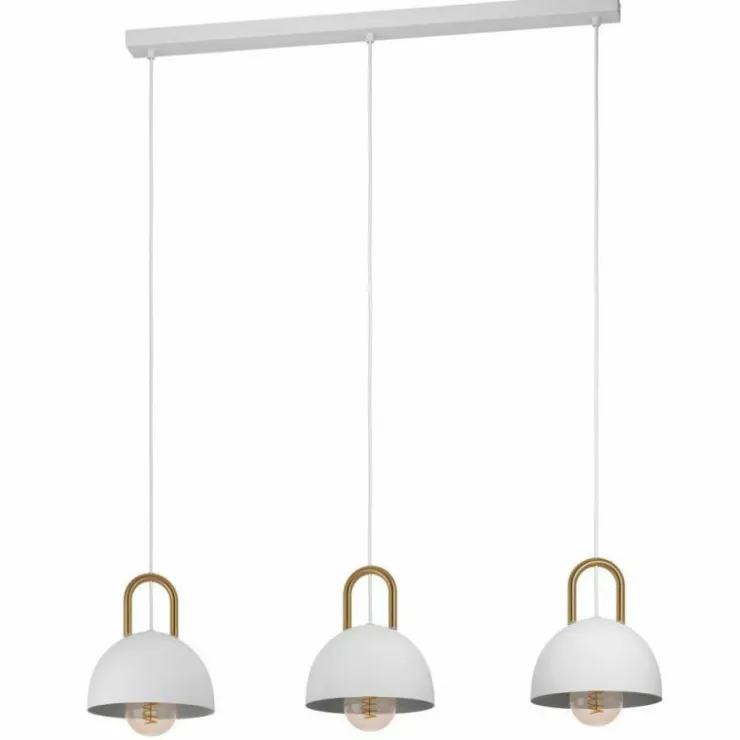 Luminaires Eglo Suspensions|Suspension Eglo-Leuchten CALMANERA Laiton, Blanc, 3 lumières