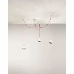 Luminaires Fabas Luce Suspensions|Suspension Fabas Luce Blog Rouge, Blanc, 3 lumières