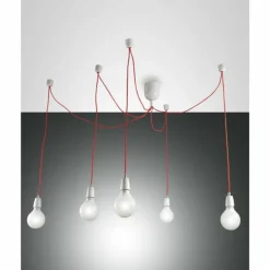 Luminaires Fabas Luce Suspensions|Suspension Fabas Luce Blog Rouge, Blanc, 5 lumières