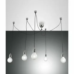 Luminaires Fabas Luce Suspensions|Suspension Fabas Luce Blog Chrome, Noir, 5 lumières