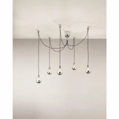 Luminaires Fabas Luce Suspensions|Suspension Fabas Luce Blog Chrome, Noir, 5 lumières