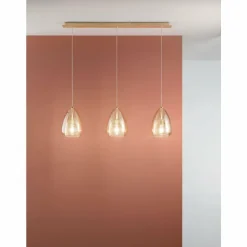 Suspension Fabas Luce Britton Laiton, 3 lumières