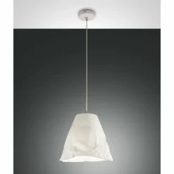 Luminaires Fabas Luce Suspensions|Suspension Fabas Luce Crumple Blanc, 1 lumière