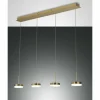 Suspension Fabas Luce Dunk LED Laiton, 4 lumières