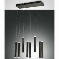 Luminaires Fabas Luce Éclairage Led|Suspension Fabas Luce Prado LED Noir, 8 lumières