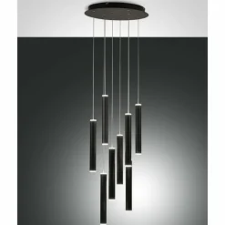 Luminaires Fabas Luce Éclairage Led|Suspension Fabas Luce Prado LED Noir, 8 lumières