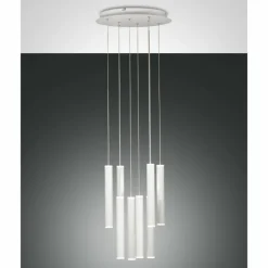 Luminaires Fabas Luce Suspensions|Suspension Fabas Luce Prado LED Blanc, 8 lumières