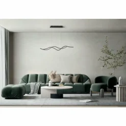 Luminaires Fabas Luce Éclairage Led|Suspension Fabas Luce Sinuo LED Noir, 2 lumières