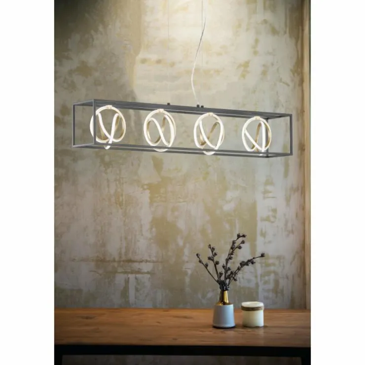 Luminaires Fischer & Honsel Éclairage Led|Suspension Fischer & Honsel Gisi LED Noir, 4 lumières, Télécommandes