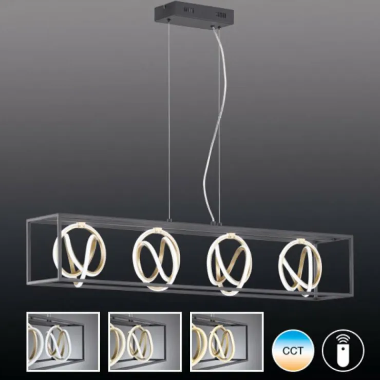 Luminaires Fischer & Honsel Éclairage Led|Suspension Fischer & Honsel Gisi LED Noir, 4 lumières, Télécommandes