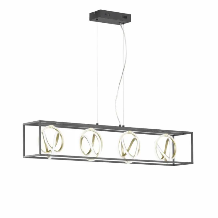 Luminaires Fischer & Honsel Éclairage Led|Suspension Fischer & Honsel Gisi LED Noir, 4 lumières, Télécommandes