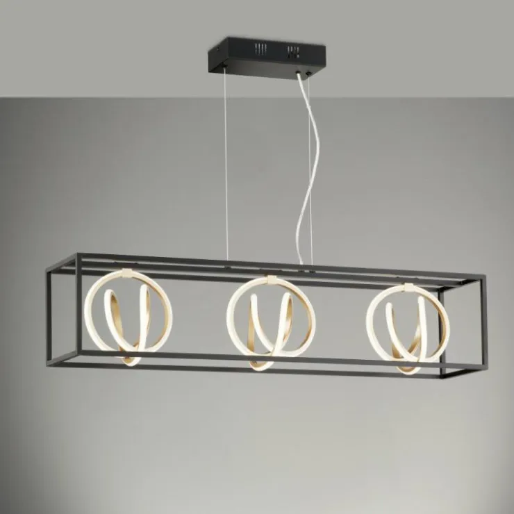 Luminaires Fischer & Honsel Éclairage Led|Suspension Fischer & Honsel Gisi LED Noir, 3 lumières, Télécommandes