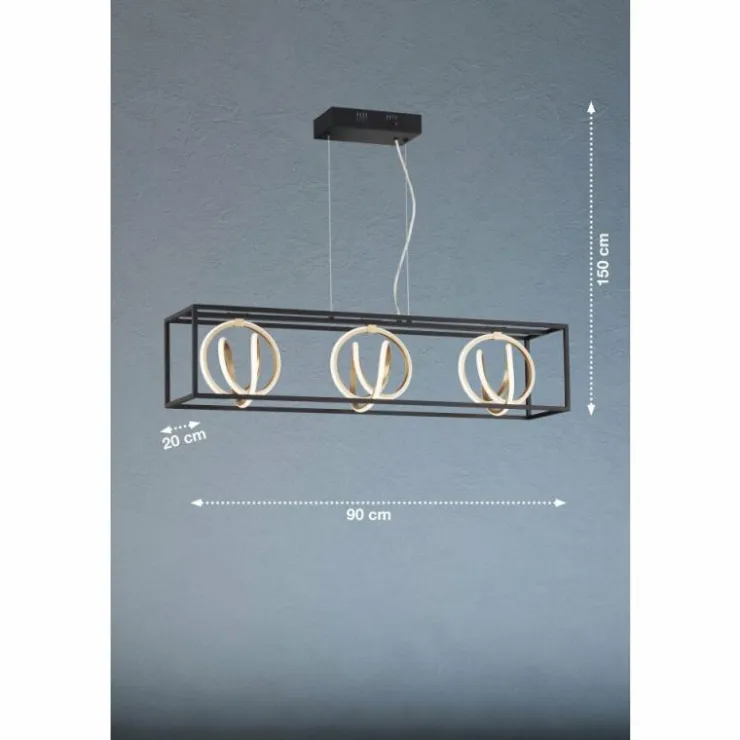 Luminaires Fischer & Honsel Éclairage Led|Suspension Fischer & Honsel Gisi LED Noir, 3 lumières, Télécommandes