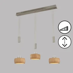 Luminaires Fischer & Honsel Suspensions|Suspension Fischer & Honsel SHINEWOOD LED Nickel mat, 3 lumières