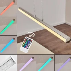 hofstein Suspensions|Suspension Flaut LED Chrome, 1 lumière, Télécommandes, Changeur de couleurs