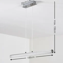 hofstein Suspensions|Suspension Flaut LED Chrome, 1 lumière, Télécommandes, Changeur de couleurs
