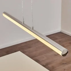 hofstein Suspensions|Suspension Flaut LED Chrome, 1 lumière, Télécommandes, Changeur de couleurs