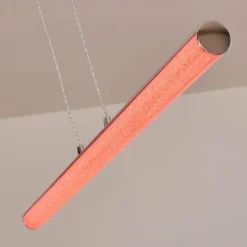 hofstein Suspensions|Suspension Flaut LED Chrome, 1 lumière, Télécommandes, Changeur de couleurs