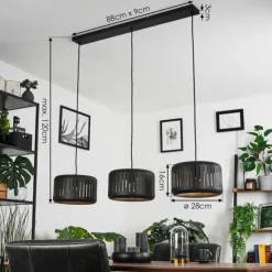 hofstein Suspensions|Suspension Fournie Noir, 3 lumières