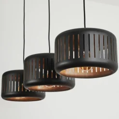 hofstein Suspensions|Suspension Fournie Noir, 3 lumières