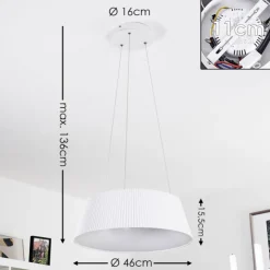 hofstein Suspensions|Suspension Fremont LED Blanc, 1 lumière, Télécommandes