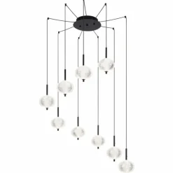 Luminaires Globo Lighting Suspensions|Suspension Globo AIDA LED Noir, 9 lumières