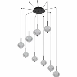 Luminaires Globo Lighting Suspensions|Suspension Globo AIDA LED Noir, 9 lumières