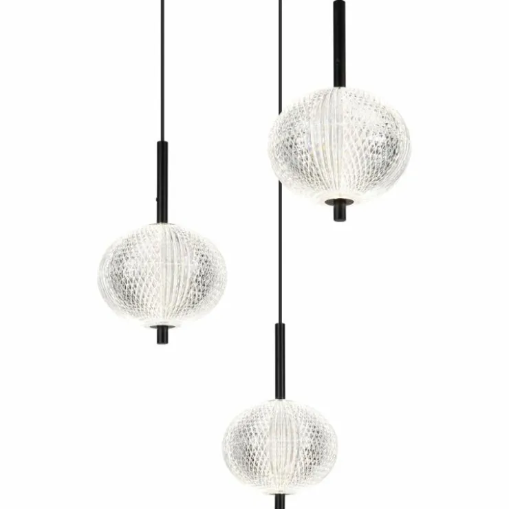 Luminaires Globo Lighting Suspensions|Suspension Globo AIDA LED Noir, 9 lumières