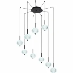 Luminaires Globo Lighting Suspensions|Suspension Globo AIDA LED Noir, 9 lumières