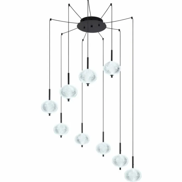 Luminaires Globo Lighting Suspensions|Suspension Globo AIDA LED Noir, 9 lumières