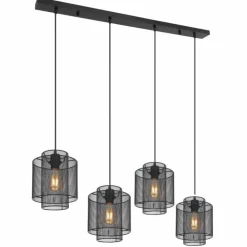 Luminaires Globo Lighting Suspensions|Suspension Globo AUGUSTIN Noir, 4 lumières