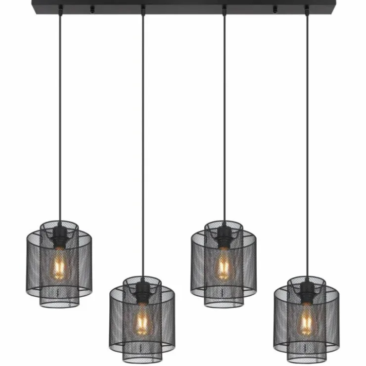 Luminaires Globo Lighting Suspensions|Suspension Globo AUGUSTIN Noir, 4 lumières