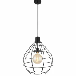 Luminaires Globo Lighting Suspensions|Suspension Globo EDWIN Noir, 1 lumière